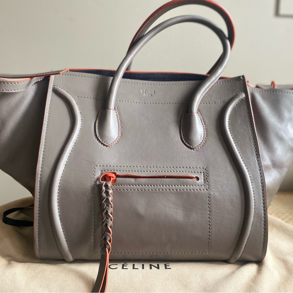 Celine Phantom, Gray Leather Women's Bag